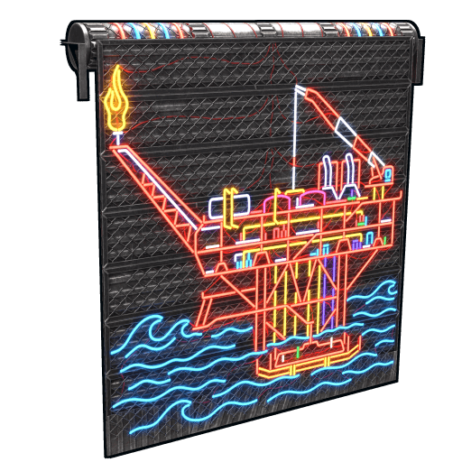 Neon Oil Rig Garage Door